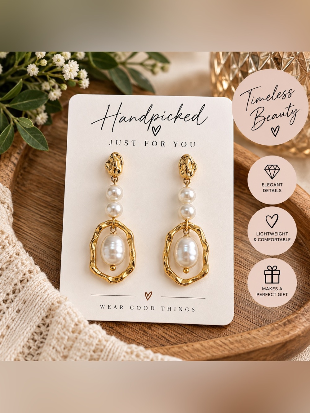Gold Pearl Drop Earrings - Elegant Women’s Jewelry
